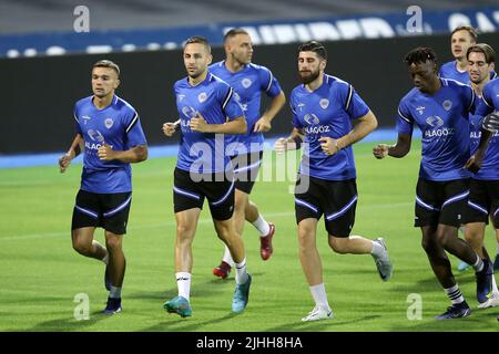 Players of FC Shkupi during a training session at Maksimir stadium, in Zagreb, Croatia, on July 18, 2022. ahead of 1st leg of second qualifying round of UEFA Champions League between GNK Dinamo and FC Shkupi. Photo: Luka Stanzl/PIXSELL Stock Photo