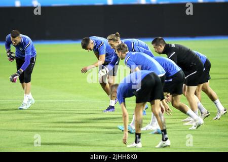 Players of FC Shkupi during a training session at Maksimir stadium, in Zagreb, Croatia, on July 18, 2022. ahead of 1st leg of second qualifying round of UEFA Champions League between GNK Dinamo and FC Shkupi. Photo: Luka Stanzl/PIXSELL Stock Photo