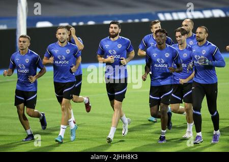 Players of FC Shkupi during a training session at Maksimir stadium, in Zagreb, Croatia, on July 18, 2022. ahead of 1st leg of second qualifying round of UEFA Champions League between GNK Dinamo and FC Shkupi. Photo: Luka Stanzl/PIXSELL Stock Photo