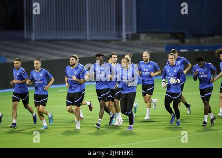 Players of FC Shkupi during a training session at Maksimir stadium, in Zagreb, Croatia, on July 18, 2022. ahead of 1st leg of second qualifying round of UEFA Champions League between GNK Dinamo and FC Shkupi. Photo: Luka Stanzl/PIXSELL Stock Photo