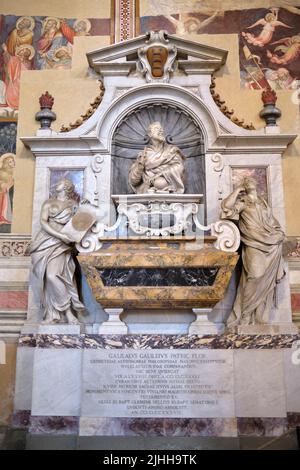 Monumental tomb of Galileo Galilei, 1737, in the Basilica di Santa Croce Florence  Italy Stock Photo