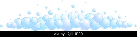Soap bubble divider. Horizontal foam decoration element. Blue suds cloud. Vector Stock Vector