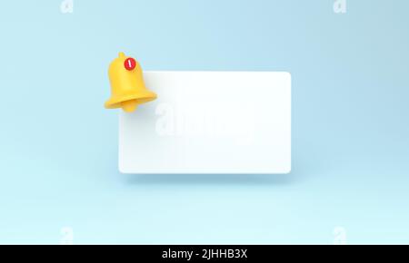 3D. Empty reminder pop up, notification bell icon with graph Stock ...