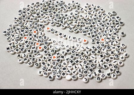 Show a little support for war-torn Ukraine with a simple message that is clear to read. Stock Photo