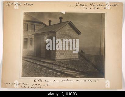 AK - Cape Hinchinbrook. Cape Hinchinbrook Light and Fog Signal Station, Alaska. Oilhouse from NW, 75'. Stock Photo