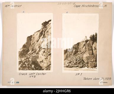 AK - Cape Hinchinbrook. Cape Hinchinbrook Lighthouse, Alaska. Crack left center #2. Stock Photo