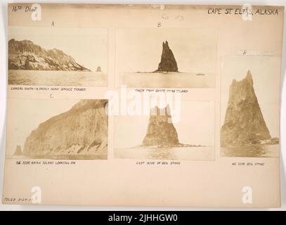 AK - Cape St. Elias. Cape St. Elias Light Station, Alaska. Looking south - X fairly heavy spruce timber. Stock Photo