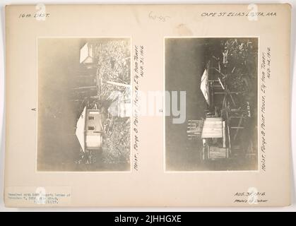 AK - Cape St. Elias. Cape St. Elias Light Station, Alaska. Hoist, forge, and paint house, E'ly from tower. Stock Photo