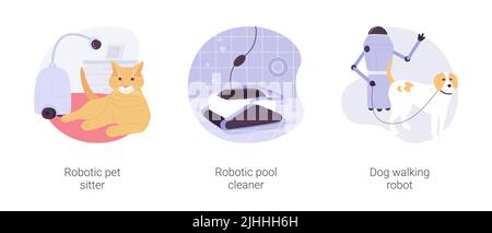 Household robots isolated cartoon vector illustrations set. Stock Vector