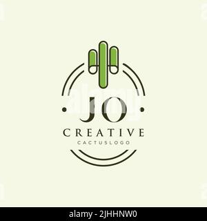 JO Initial letter green cactus logo template vector Stock Vector