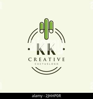 KK Initial letter green cactus logo template vector Stock Vector