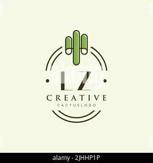 LZ Initial letter green cactus logo template vector Stock Vector