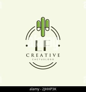 LF Initial letter green cactus logo template vector Stock Vector