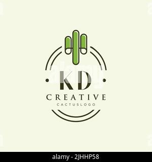 KD Initial letter green cactus logo template vector Stock Vector