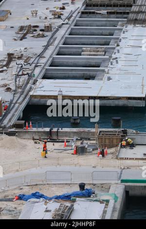 Construction for Marine works this picture for Construction Bert and Jetty, Construction Steel Pipe Pile used Piling Barge for driven pile and constru Stock Photo