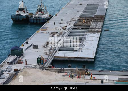 Construction for Marine works this picture for Construction Bert and Jetty, Construction Steel Pipe Pile used Piling Barge for driven pile and constru Stock Photo