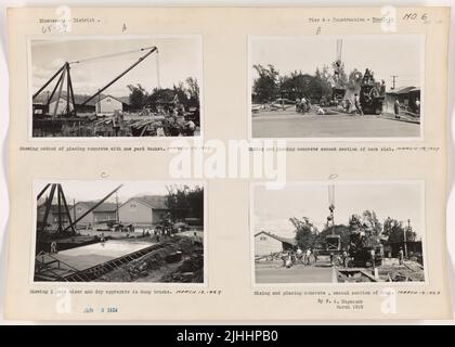 HI - Honolulu. Pier 4 Construction, Honolulu, Oahu, Hawaii. Mixing and placing concrete, second section of deck. Stock Photo