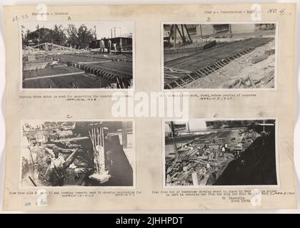 HI - Honolulu. Pier 4 Construction, Honolulu, Oahu, Hawaii. View showing form work, steel, before pouring of concrete. Stock Photo