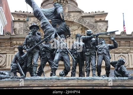 Soldiers and Sailors Monument on Public Square in Cleveland, June 2022 Stock Photo