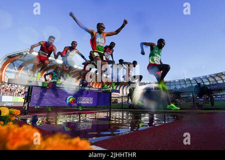 A general view of the Men’s 3000m Steeplechase on day four of the World Athletics Championships at Hayward Field, University of Oregon in the United States. Picture date: Monday July 18, 2022. Stock Photo