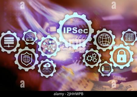 IP Security. Data Protection Protocols. IPSec. Internet and Protection Network concept Stock Photo
