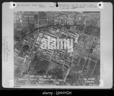 Before - Pre-Strike Photo Of Nakajima Aircraft Musashino Plant, Tokyo, Japan. 7 November 1944. Stock Photo