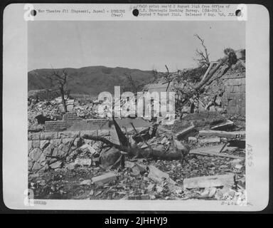 The Foundation Is All That Remains Of This House Located About 100 Yards From Ground Zero. Ground Zero Is The Spot Directly Below The Explosion Of The Atomic Bomb. 15 Oct. 1945. Stock Photo