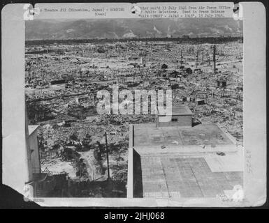 Main Street - Japan 1945. Hiroshima, After The First Atom Bomb Had Exploded. This View From Red Cross Hospital Buildings About One Mile From Bomb Burst. Stock Photo