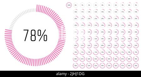 Set of circle percentage progress bar diagrams meters from 0 to 100 ready-to-use for web design, user interface UI or infographic - indicator with pin Stock Vector