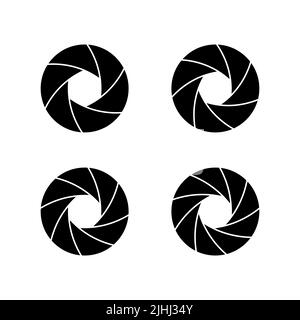Camera lens shutter set icon isolated on white background. Vector illustration Stock Vector