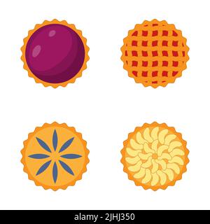 Set pie cartoon icon isolated on white background. Vector illustration Stock Vector