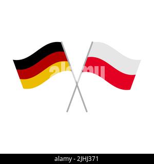 Polish and German flags icon isolated on white background. Vector illustration Stock Vector
