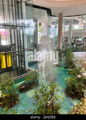 Bangkok, Thailand. 06th Mar, 2022. A fountain in the EmQuartier shopping mall in Bangkok. Nothing is better for refreshment than the wonderfully cool shopping malls, a real institution in the vibrant metropolis. Credit: Carola Frentzen/dpa/Alamy Live News Stock Photo