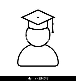 Graduate student with graduation cap icon isolated on white background. Vector illustration Stock Vector