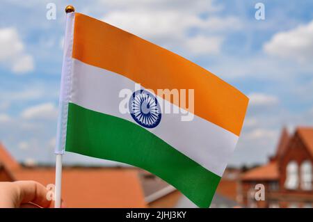 the national flag of india orange white and green colors Stock Photo