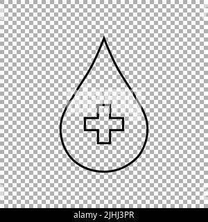 Donate drop blood sign with cross isolated on transparent background. Vector illustration Stock Vector
