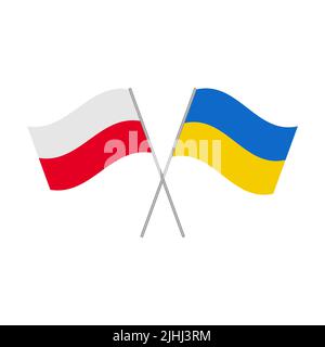 Polish and Ukrainian flags icon isolated on white background. Vector illustration Stock Vector