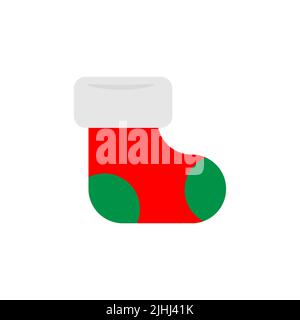 Christmas sock on white background in cartoon style. Vector illustration Stock Vector
