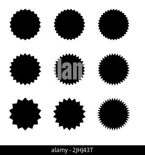 Set of starburst, sunburst badges. Vintage labels, stickers. Vector illustration Stock Vector