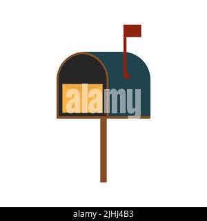 Mailbox with letter inside isolated on white background. Vector illustration Stock Vector