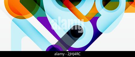 Geometric primitives. Lines, circles abstract background Stock Vector