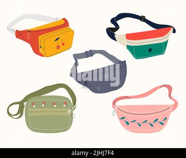 Belt bag set. Banana for personal items. Stock Vector