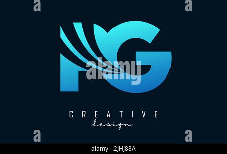 Creative blue letter Pg p g logo with leading lines and road concept design. Letters with geometric design. Vector Illustration with letter and creati Stock Vector