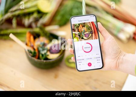 Mobile application for track calories consumed Stock Photo