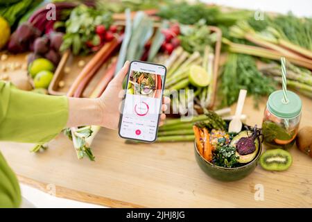 Mobile application for track calories consumed Stock Photo