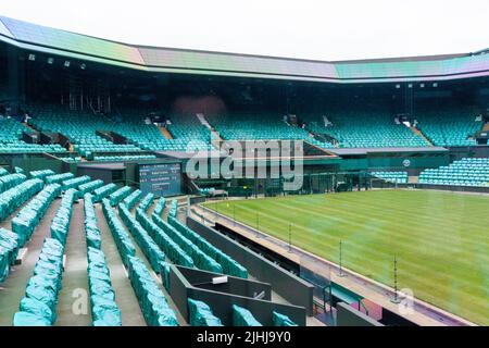 London, England - Aril 5, 2012: Wimbledon tennis stadium. Tennis centre court with empty seats in London, UK. Stock Photo