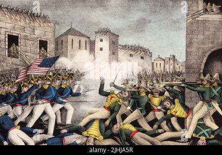 The Battle of Monterrey September 21 - 24, 1846, during the Mexican–American War, 1846 - 1848.  After a contemporary work published by James Baillie. Stock Photo
