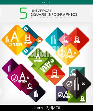 Square infographics, option banners collection. Colorful geometrical shaped design templates Stock Vector