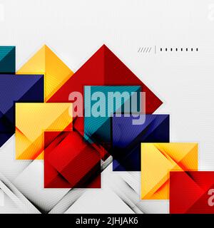 Geometric squares and rhombus futuristic template - colorful business presentation or abstract brochure design, glossy clean style and shadow effects Stock Vector