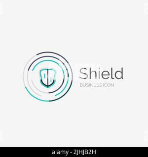 Thin line neat design logo, clean modern concept, shield icon Stock Vector